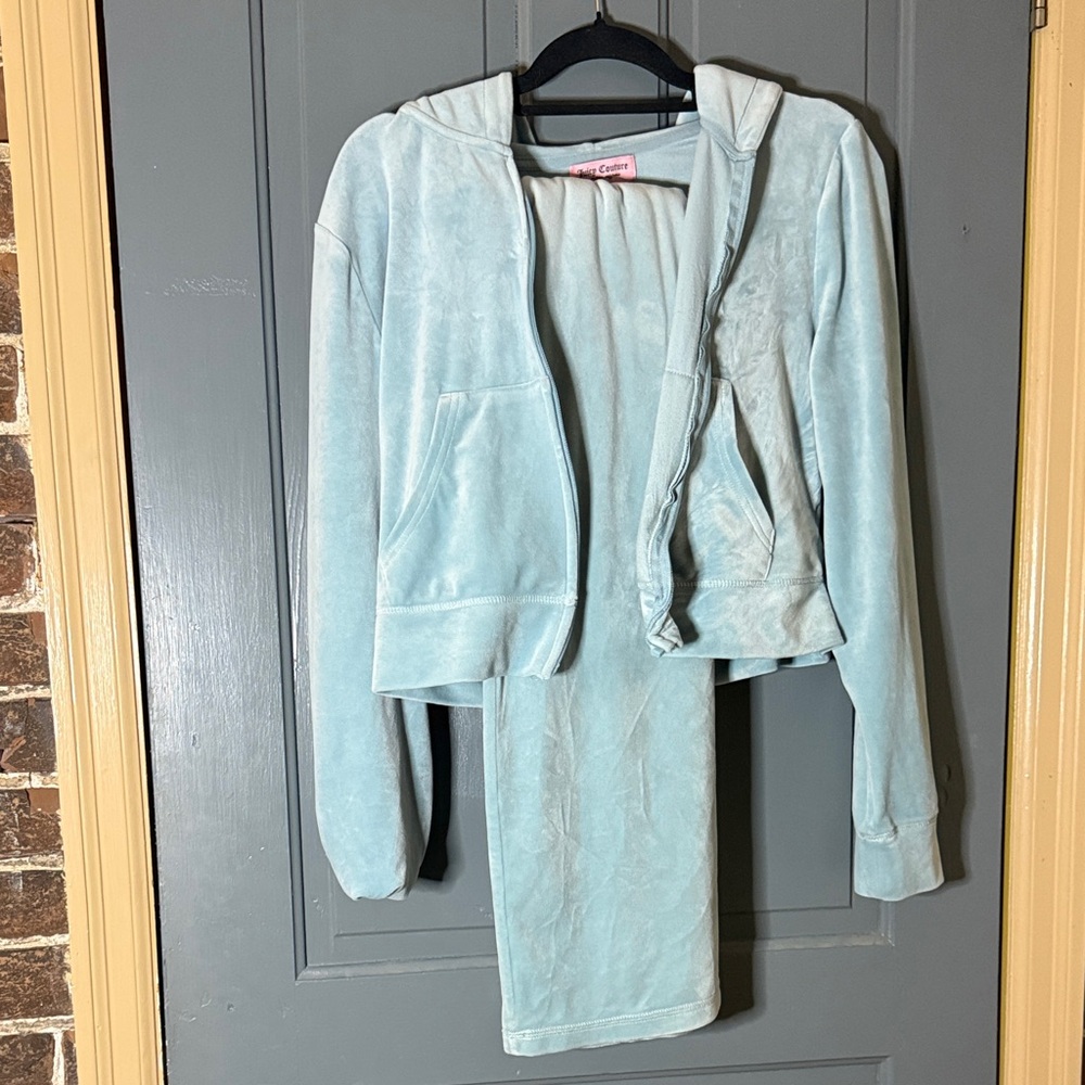 Juicy Couture Sky Blue Velour Hoodie and pants Set
